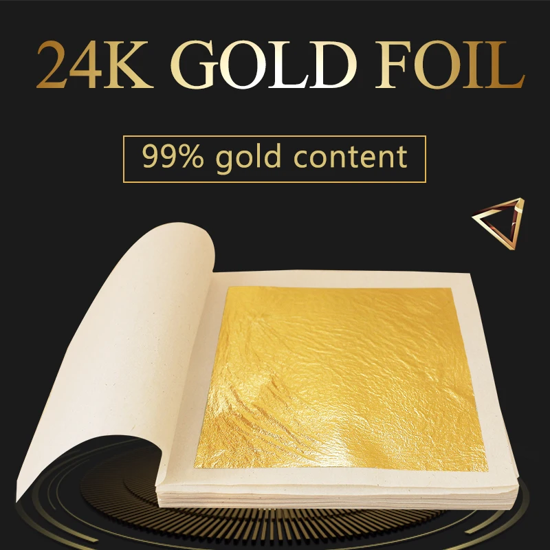 10 листов с покрытыем цвета чистого 24 каратного листочек из съедобного золота