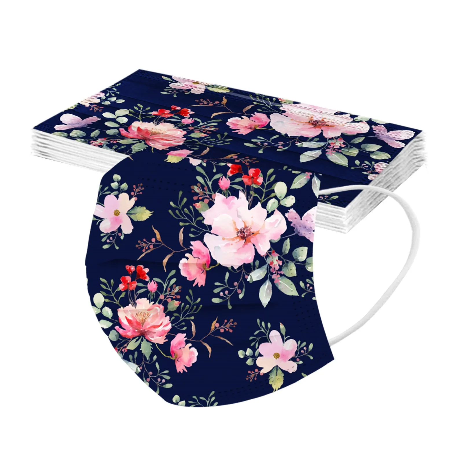 50pcs Adult Floral Printed Masks Mouth-muffle Disposable Flower Pattern Face mask 3 Layer Ply Meltblown Cloth Filter Facemask | Красота и