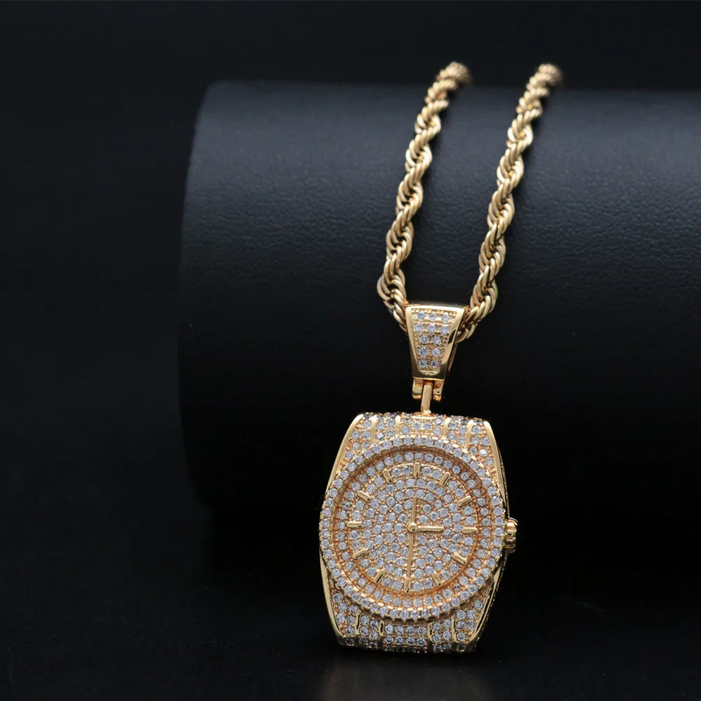 Цепочка с подвеской в форме часов для мужчин и женщин длинная цепь стиле хип хоп