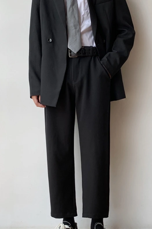 

Spring Suit Pants Men's Korean-Style Trendy Wide-Leg Straight Pants Loose Pants Versatile Cropped Pants Men's Casual Pants