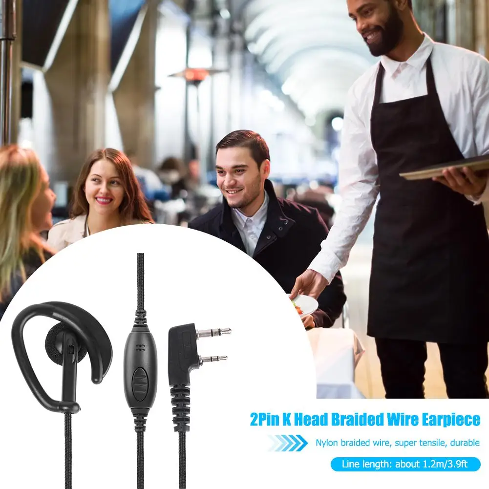 

2Pin K Head Braided Earphone Earpiece with PTT Microphone for Kenwood KPG Radio Widely Used in Catering Hotels Outdoor