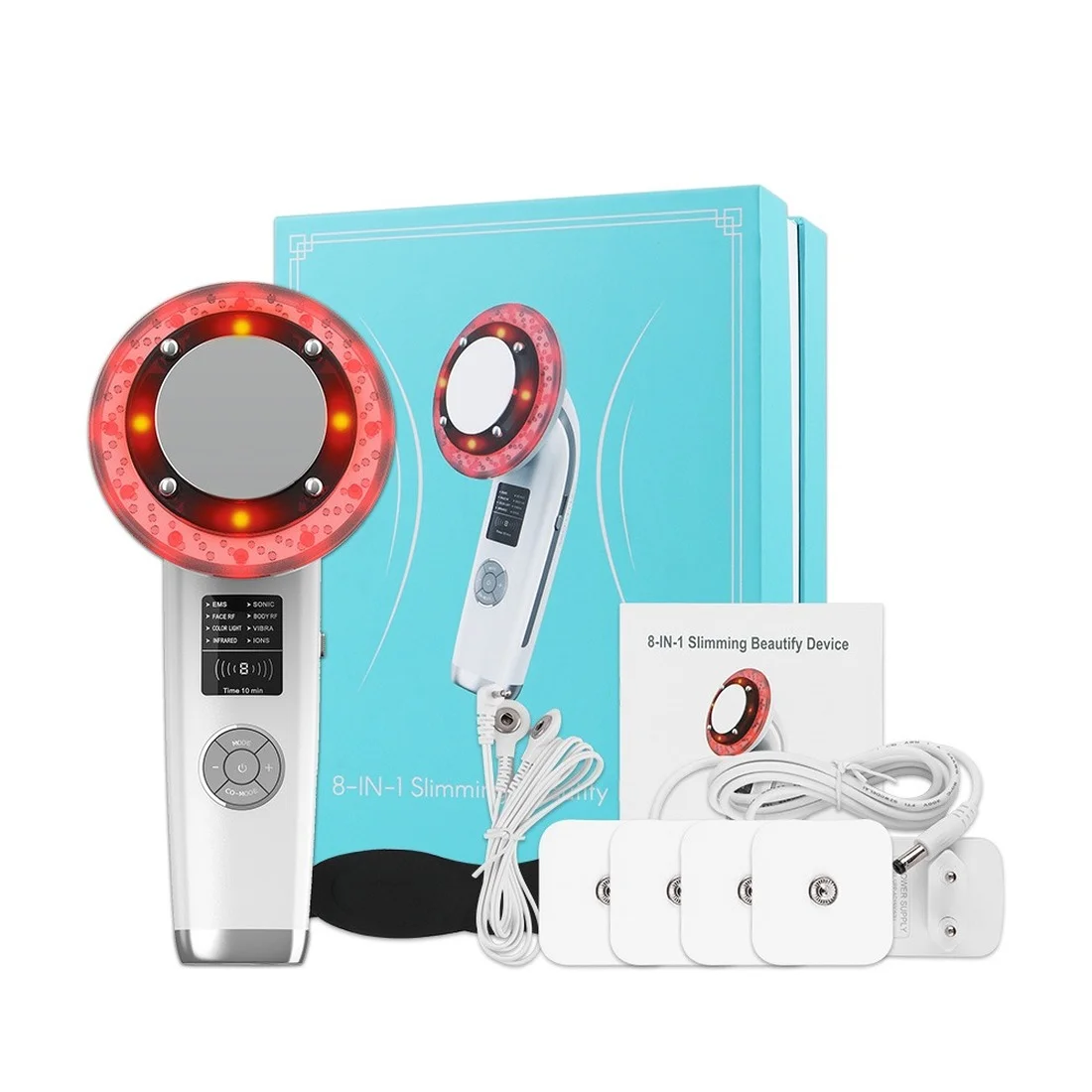 

8 in 1 EMS Infrared Ultrasound Cavitation Fat Burner Cellulite Removal Face Massager Skin Rejuvenation Beauty LED Facial Lifting