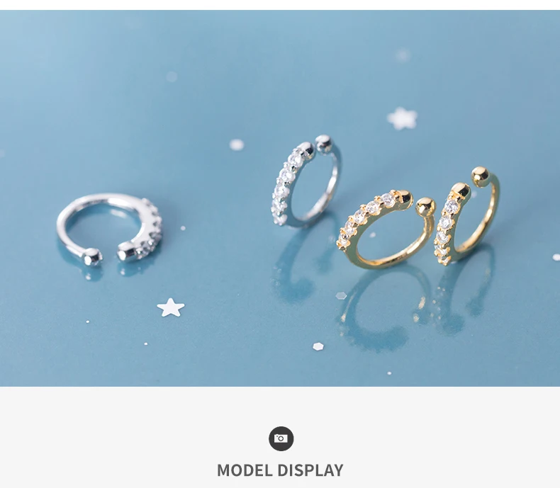 Modian Real стерлингового серебра 925 золотистого цвета прозрачный CZ крошечные модные милые Клипсы Серьги для женщин Шарм изысканное Серебряное украшение