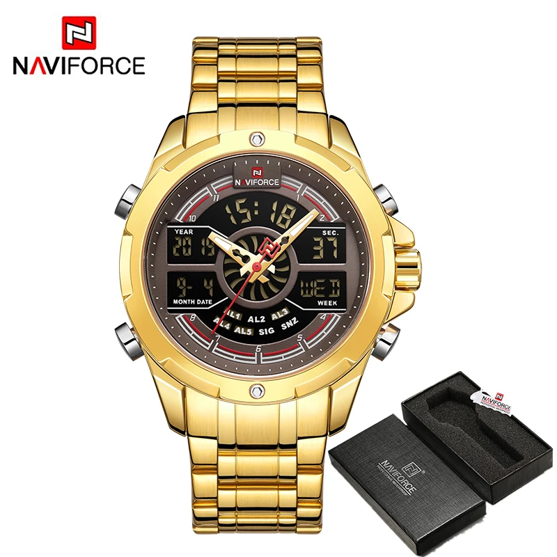 GCE BOX NAVIFORCE, роскошные мужские спортивные часы, брендовые военные водонепроницаемые цифровые кварцевые наручные часы с подсветкой, мужские часы - Цвет: GCE BOX