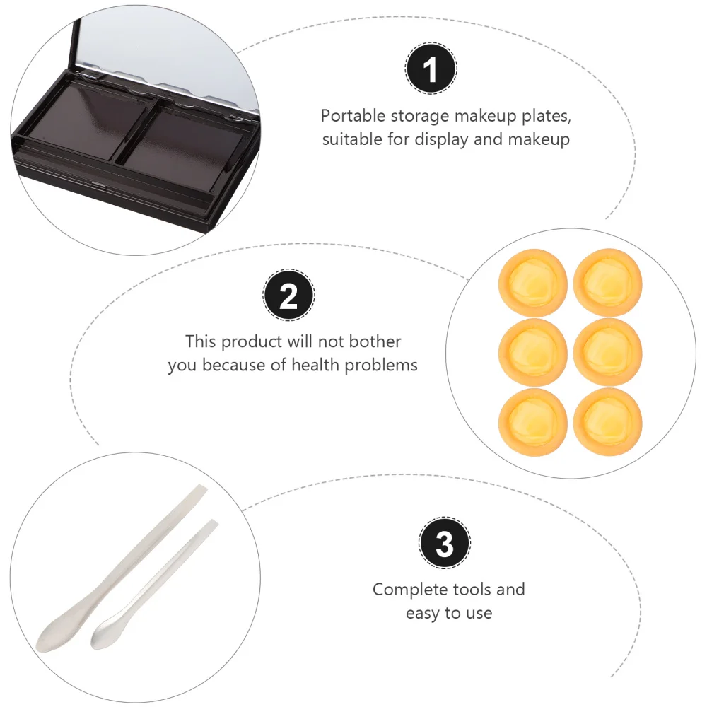 

2 Sets Eyeshadow Box Refillable Makeup Container Mirror Blusher Storage Box