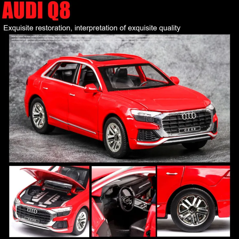 Детские игрушки для мальчиков 1:24 Audi Q8 модель автомобиля литье под давлением