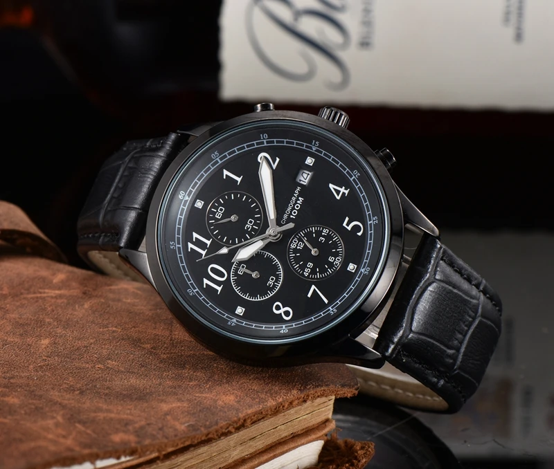 

New Men Watch Luxury Brand Business Black Six Stitches Quartz Watches Mens Life Waterproof Chronograph Sport Wristwatch