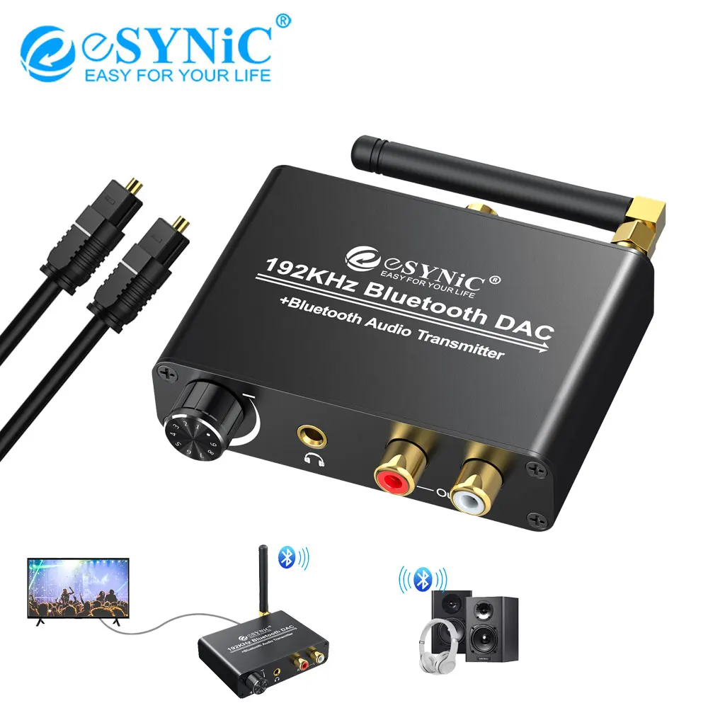 

Аудиопередатчик eSYNiC 192 кГц, Bluetooth, ЦАП, цифро-аналоговый Опора аудио конвертера aptX и низкая задержка для телевизора