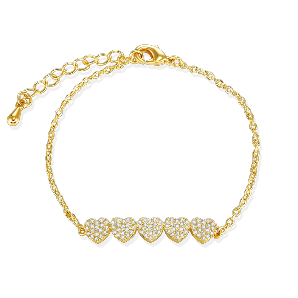 

Женские браслеты с сердцем из циркония, цепочка с шармами, Ювелирное Украшение на день рождения, рождественские подарки