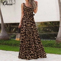 summer party dress women bohemian leopard print vestidos celmia 2022 elegant sleeveless tank dress casual swing maxi sundress