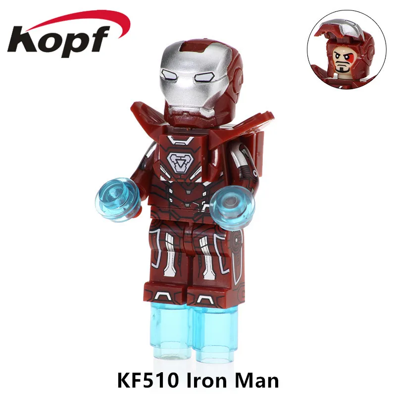 Super Heroes Single Sale Iron man Series Ironman Vision Captain America Spiderman Building Blocks Children Gift Toys KF510