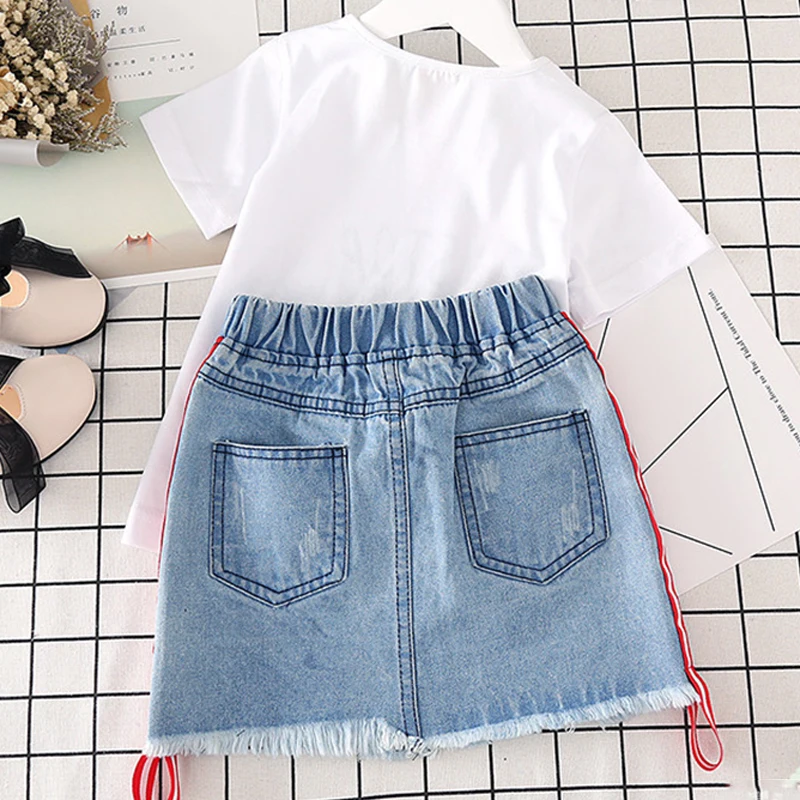 Комплект модной детской одежды для девочек летний комплект с вышивкой из 2