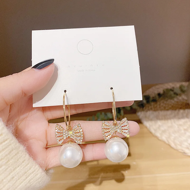 2021 новый супер фея имитации жемчужные серьги с бантами темпераментная Интернет
