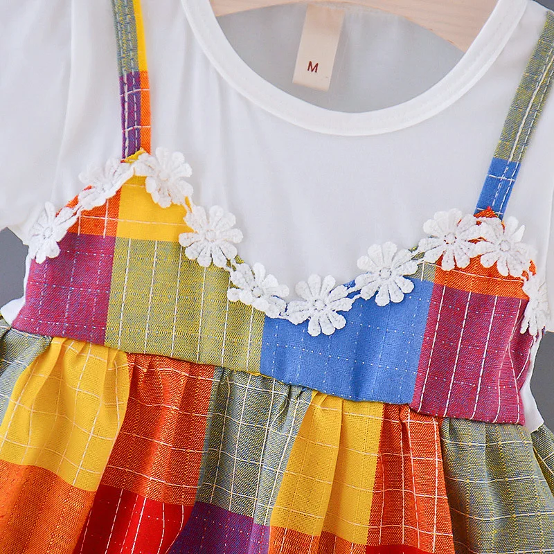 2020 кружевное платье принцессы с цветочным рисунком для маленьких девочек летняя