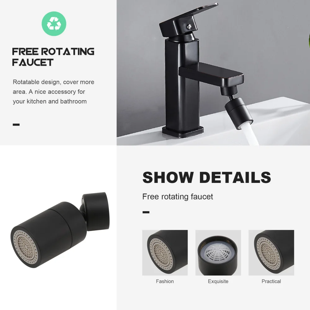 

1Pc Rotatable Extender Kitchen Bubbler Splashproof Nozzle Black