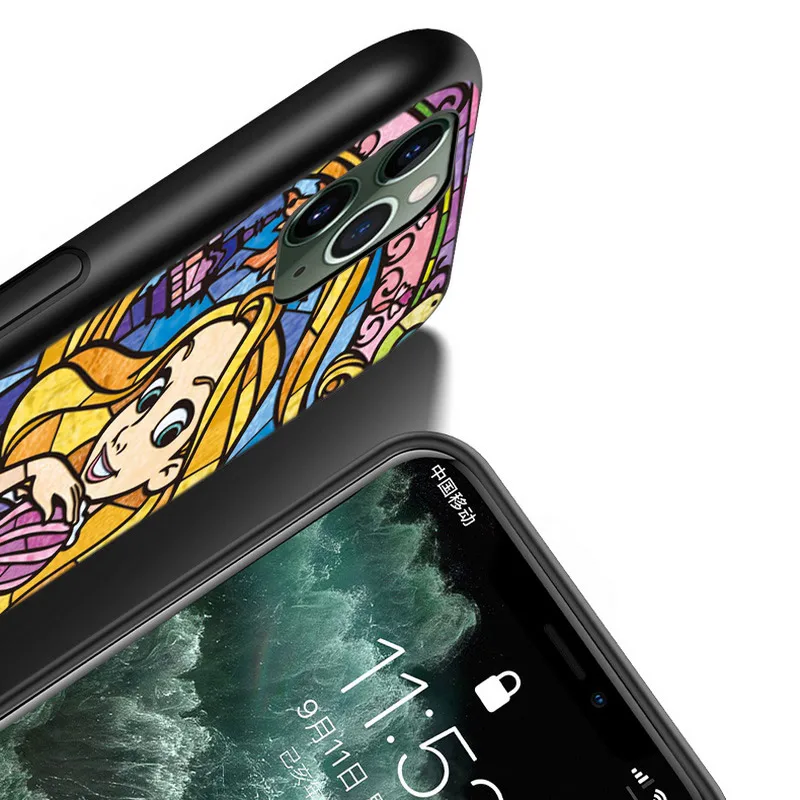 Silicone Cover Mosaic Stitch Princess For Apple iPhone 14 13 12 Mini 11 Pro XS MAX XR X 8 7 Plus SE 6S Black Phone Case