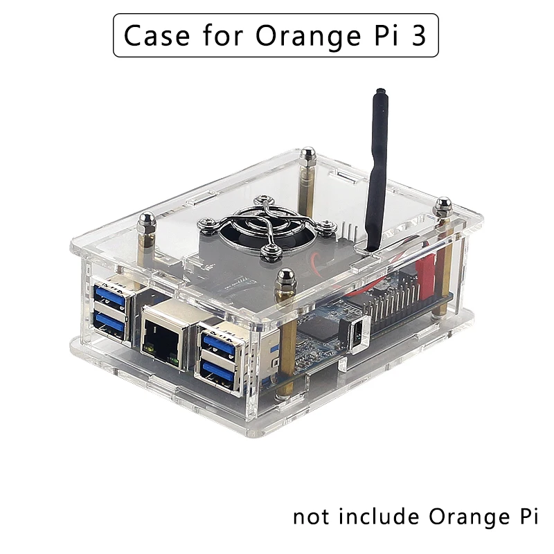 Акриловый чехол для Orange Pi 3 прозрачная коробка/охлаждающий вентилятор