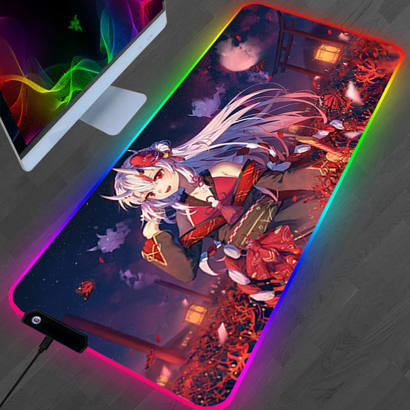 

RGB Hololive Extended Pad Mouse Cute Deskmat Backlit Keyboard Carpet Xxl Pc Gamer Complete Luminous Anime Mats Gaming Big Desk