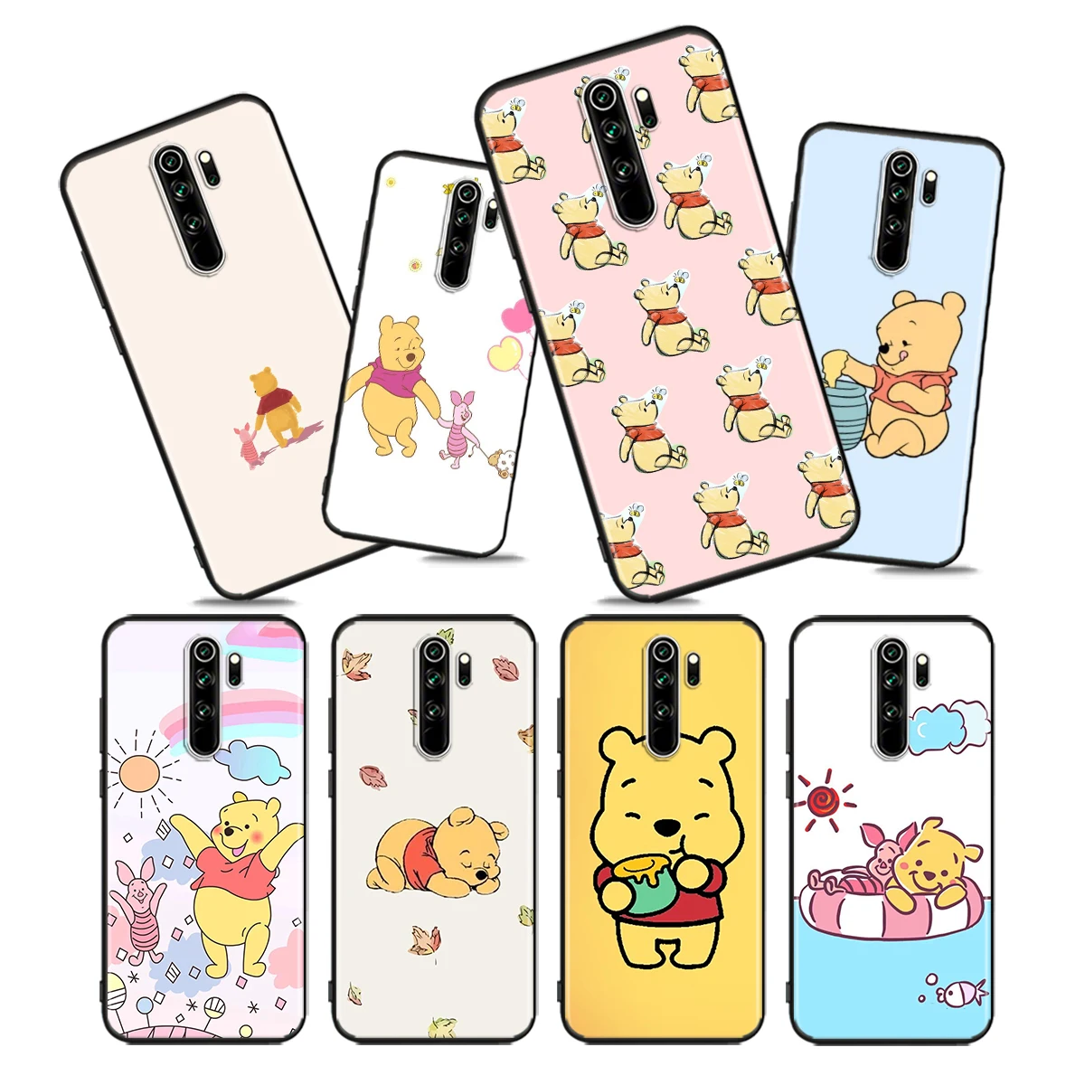 

Disney Winnie the pooh Soft TPU Cover For Xiaomi Redmi Note 10 10S 9T 9S 9 8T 8 7 6 5A 5 4 4X Prime Pro Max Black Phone Case