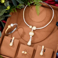 siscath eritrea fashion bride wedding engagement jewelry set for women luxury zircon necklace earrings bracelet collar accessory