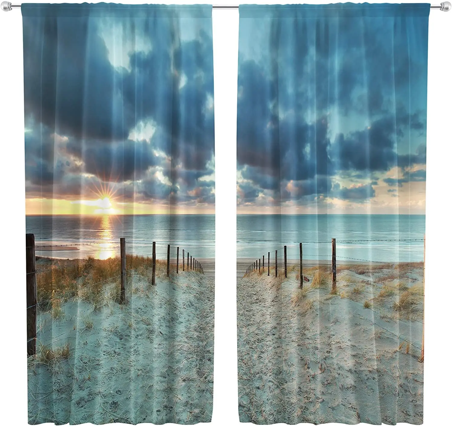 

Затемняющие шторы с изображением океана и пляжа, занавески для Гавайских тропических заказов, Приморского берега, голубого неба, занавески для гостиной и спальни