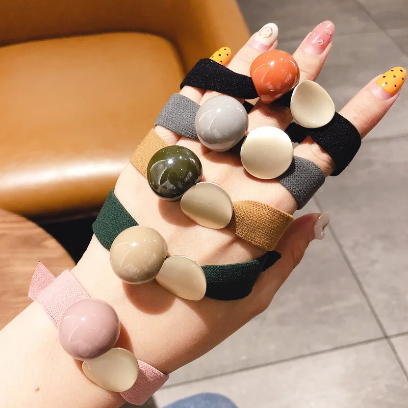 Резинки для волос женские эластичные в Корейском стиле с металлическим шариком |