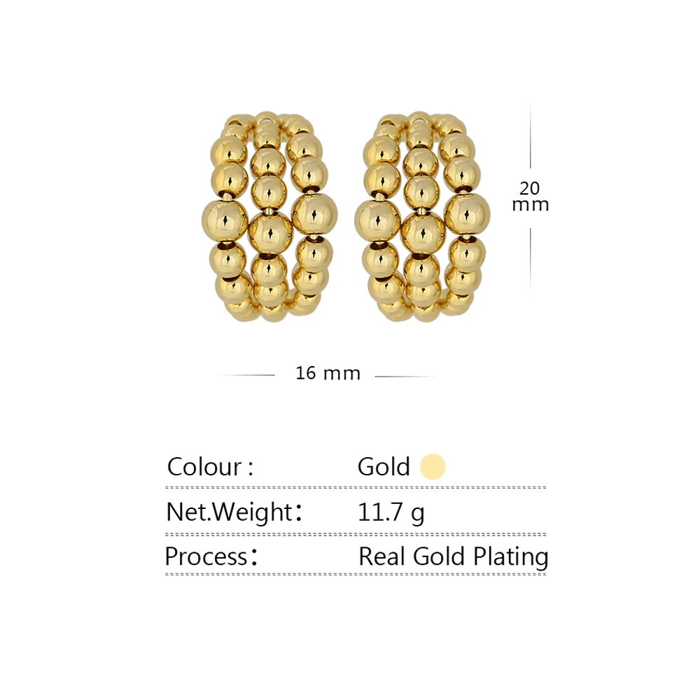 Yhpup модные Медная Бусина Серьги гвоздики заявление металический текстура серьги