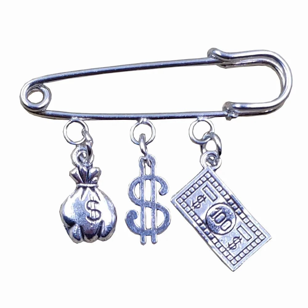 12 shapes Ретро Серебрянное Fortune серия Деньги Доллар Кошелек Медь Стиль брошь мужской