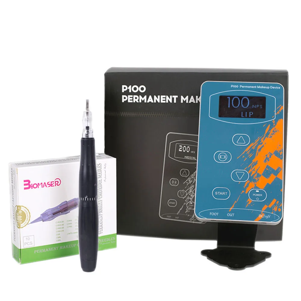LW002 Black Biomaser P100 машинки для татуировок Перманентный макияж, микроблейдинг, Ротационная Машина, микро лезвия, для тату бровей, Наборы профессиональная ручка для брови, подводка, губы - Цвет: LW002 Black