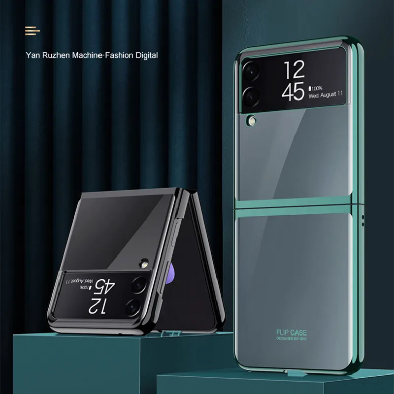 

Anti-Knock Plating Clear Phone Bag Case for Samsung Galaxy Z Flip 3 5G Flip3 Drop Protection Fitted Cover Funda