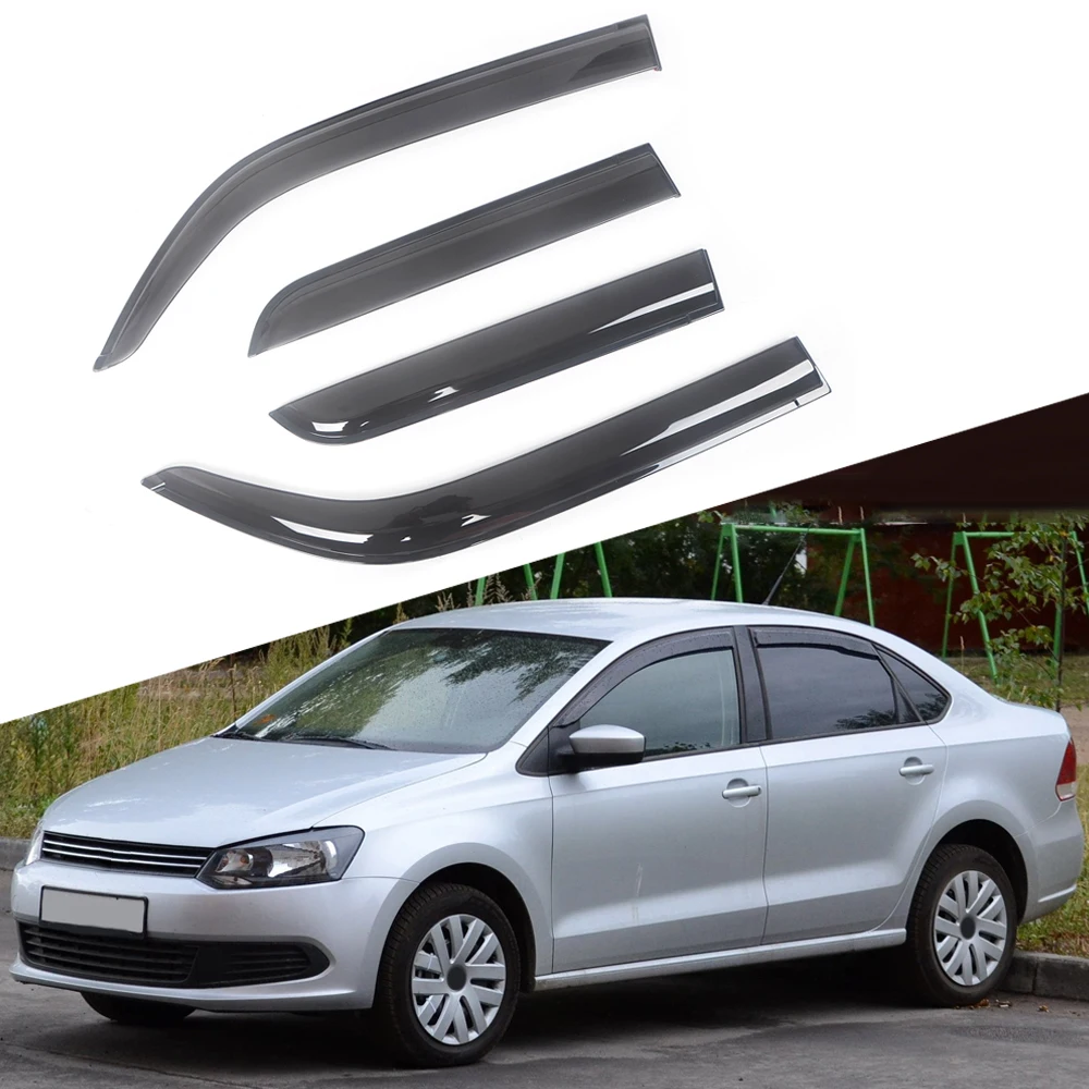 

Дефлекторы для боковых окон Volkswagen Polo 2000-2016, козырек от дождя, черный, для двери