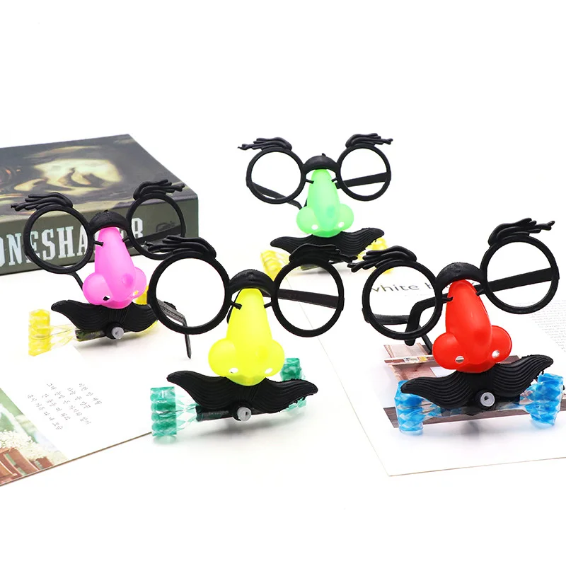 

1 PC Funny Blowing Beard Staring Small Glasses Blowing Beard Playing Pranks Party Favor Glasses For Adult Children