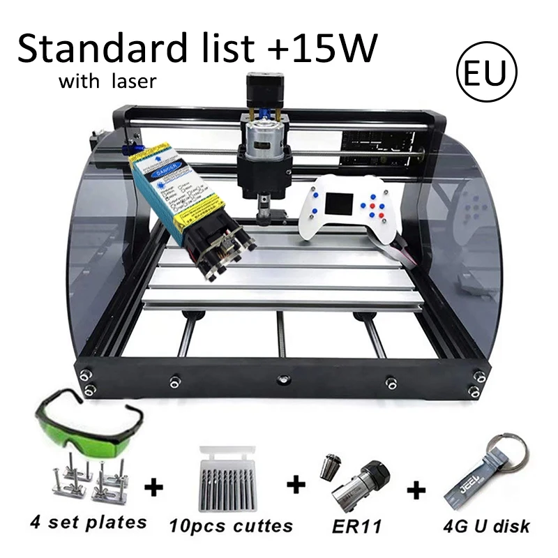 

15W CNC3018 Pro Max Engraving Machine With Offline Control ER11 500mw 2500mw 5500mw Head Wood Router PCB Milling Machine Carving