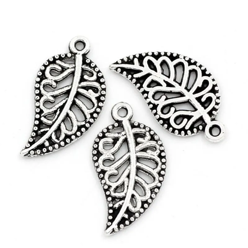 DoreenBeads цинковый сплав очарование подвески лист серебряный цвет 18 0 мм (6/8 &quot) x 10