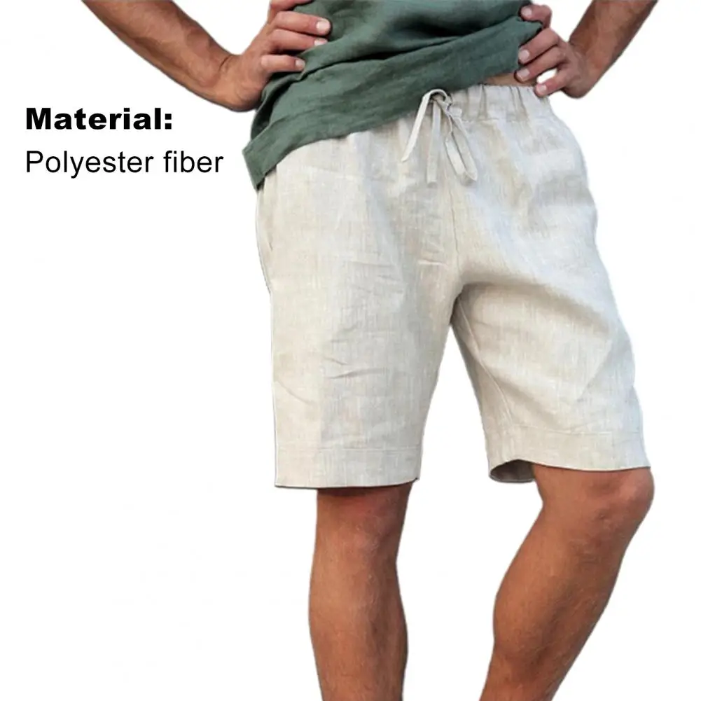 

Summer Shorts Solid Color Drawstring Men Loose Fifth Short Pants for Fitness