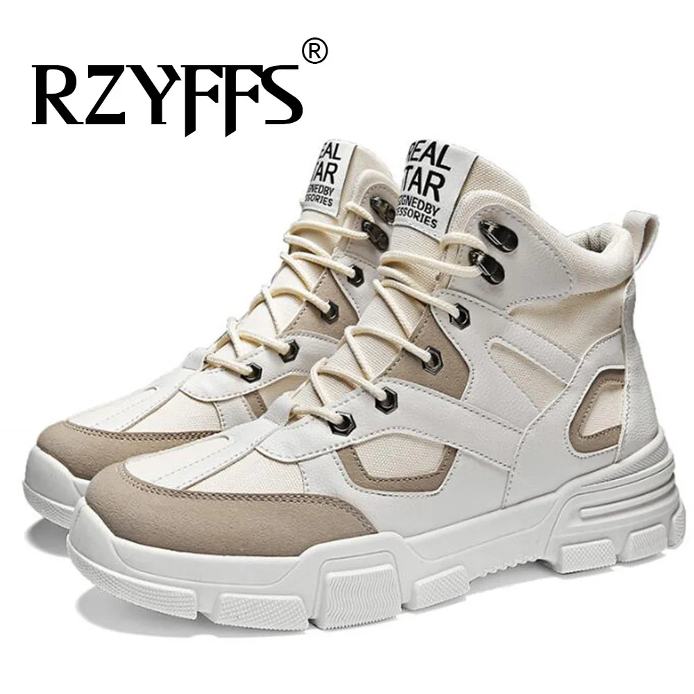 

New Men Leather Ankle Boots Anti-Skidding Motorcycle Boots 2019 High Quality Fashion Autumn High Top Shoes A54-54