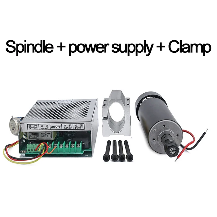 spindle power clamp 0,5 кВт шпиндель с воздушным охлаждением ER11 патрон с ЧПУ 500 Вт мотор шпинделя+ 52 мм зажимы+ регулятор скорости питания для DIY ЧПУ - Цвет: spindle power clamp
