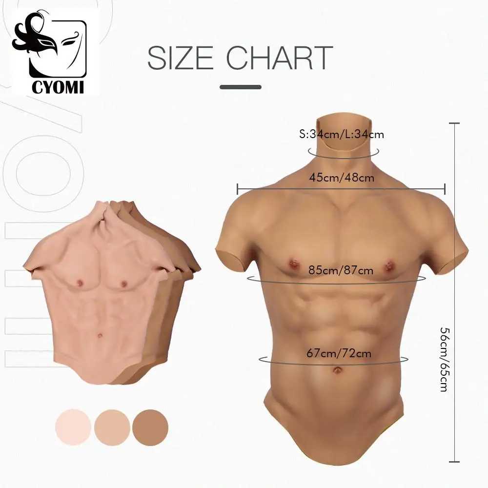 Костюм CYOMI 6G для придания мышечной массы: силиконовая ложная грудь с выраженными мышцами пресса, не требующая масла, суперреалистичный дизайн для мужчин.