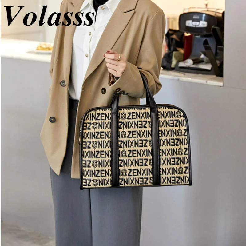 volasss womans leather handbags 14 15 inch laptop shoulder bags work office crossbody bag for women luxury business briefcase free global shipping