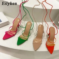 eilyken shoes women sandals gladiator pumps sexy pointed toe high heels pvc transparent classic wedding zapatos mujer