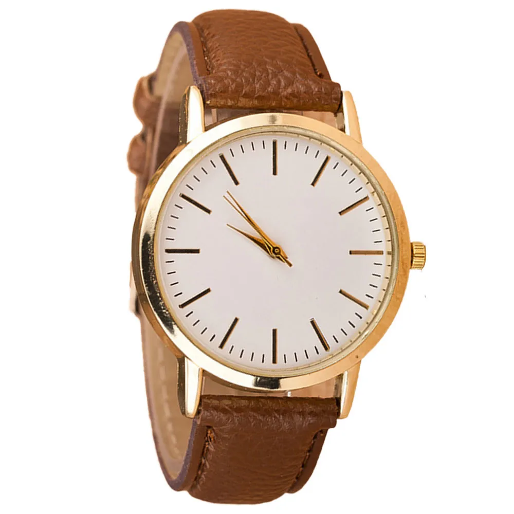 Изысканные женские классические часы кварцевые в стиле ретро с кожаным ремешком