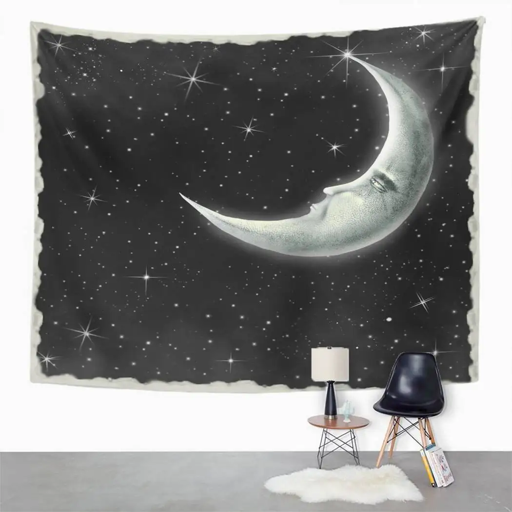 

Light Blue Tapestry Night Moon Tapestry For Bedroom Room Decor Wall Hanging Wall Art Tapestry Picnic Mat Beach Towel Bed Cover