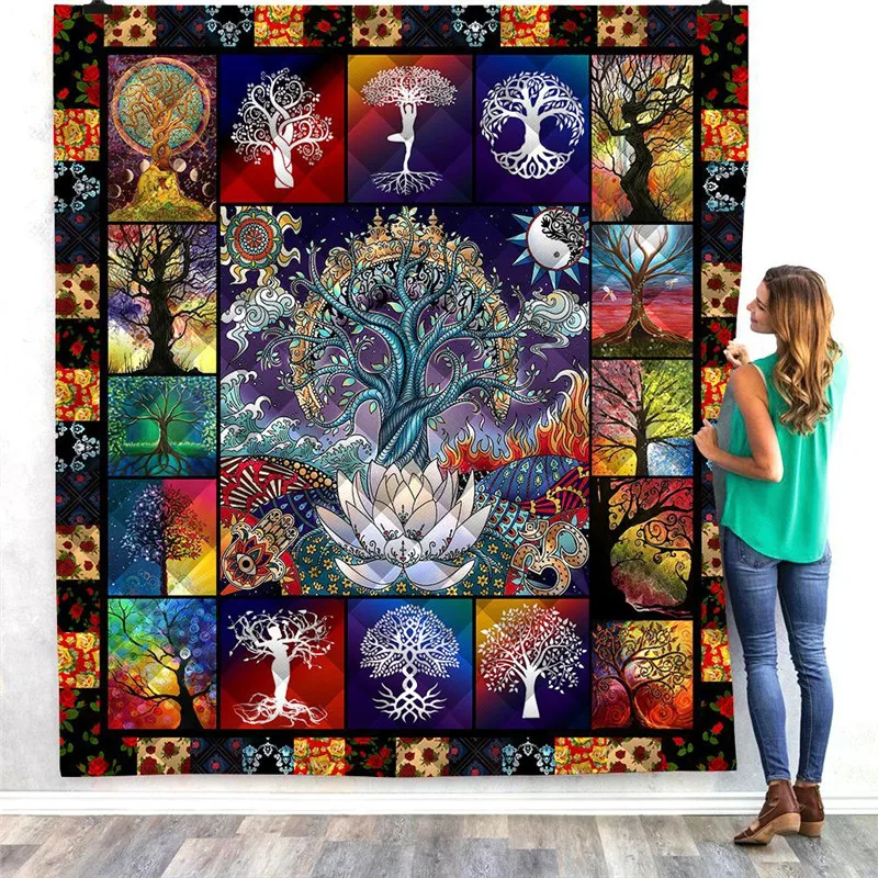 Одеяло с 3d-рисунком большого дерева удобное летнее стеганое одеяло цифровым