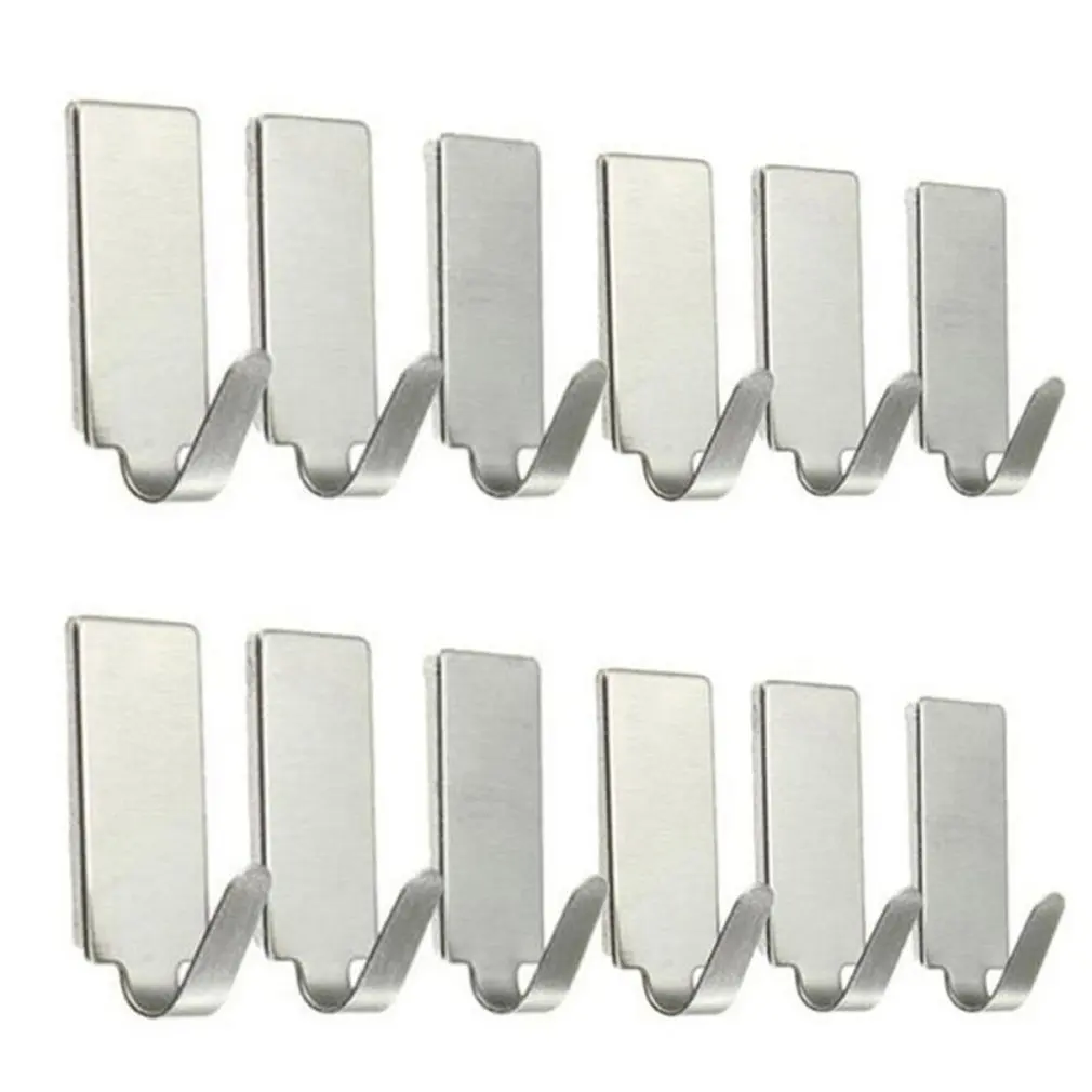 

6PCS Self Adhesive Hooks Strong Hanger Home Wall Door Hanger Stainless Steel Holder Hook Hanger for Kitchen Bathroom