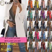 oein womens blazers jacket 2021 spring and autumn female oversize office long sleeve solid color coat loose casual clothes