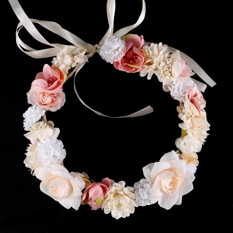 

Floral Flower Girl Garland Headwear Grown of Flowers for Hair Wreath Headband Accessories Headpieces Wedding Tiara LXH