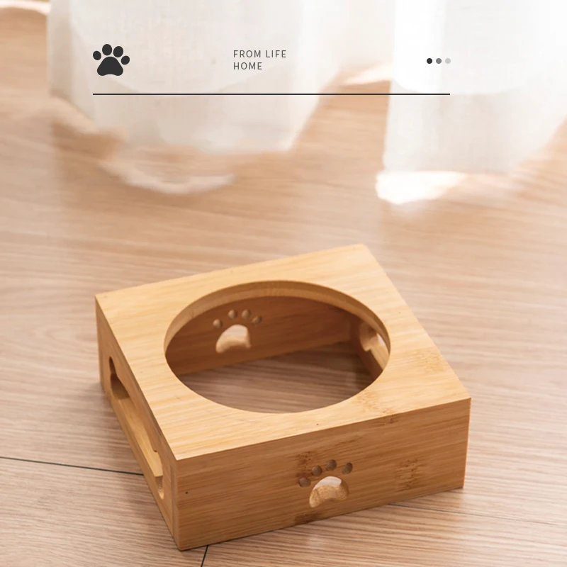 

Hot Selle Pets Feeder Ceramic Cat Bowl Water Double Mouth Wooden Stand Stainless Steel Dog Feeder Bowls Kitten Dogs Products