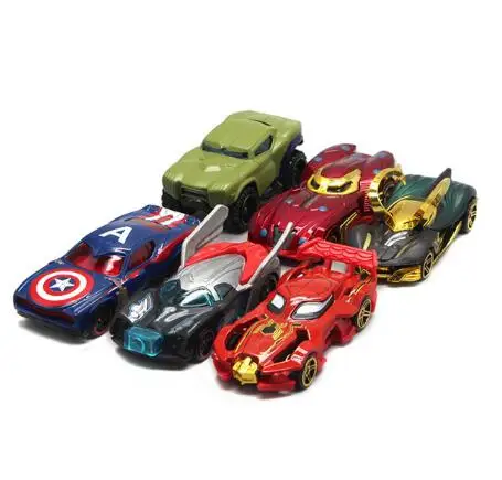 Мстители 1: 64 брелок для автомобильных ключей, набор Batman Batmobile Diecasts железа Spider-man Капитан Америка модель грузового автомобиля игрушки для Для детей - Цвет: 6pcs in opp bag