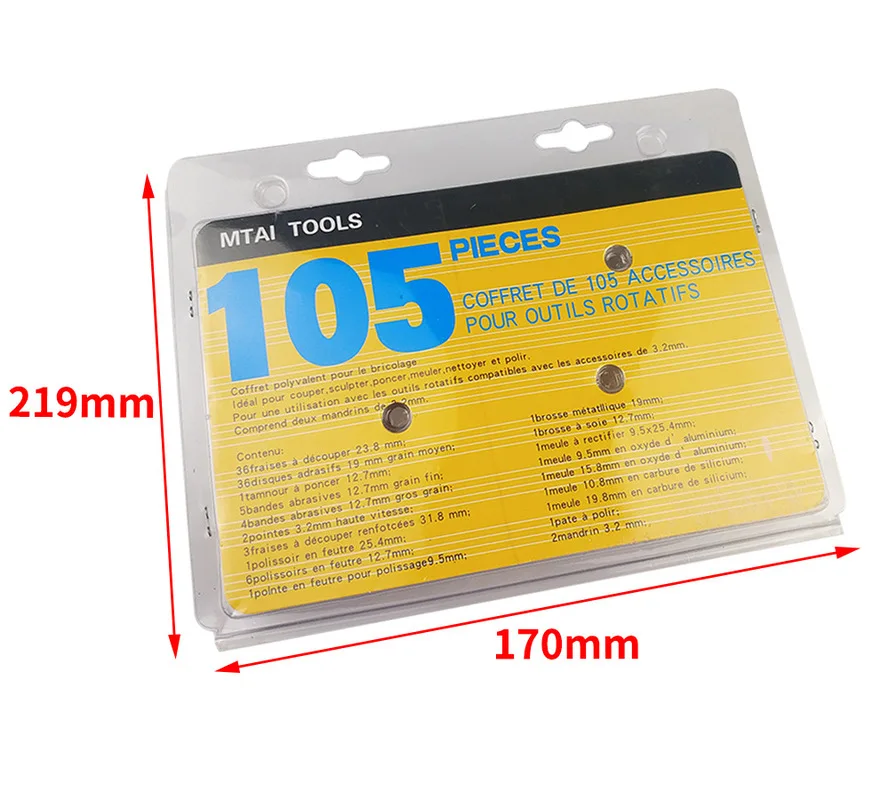 

105Pcs Rotary grinder accessories dremel bit set DIY Wood Metal Engraving 1/8" Grinding Polish Cutting discs Power Abrasive Tool