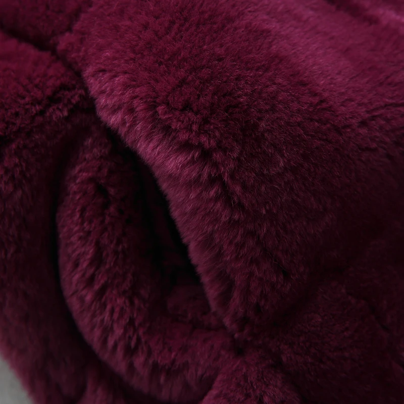 

2020 winter new whole rabbit fur coat women's long section fashion simple with hooded cuffs with drill rabbit fur coat